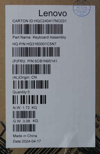 Lenovo UpperCaseASM POR H83DL FP SG 5CB1N95141