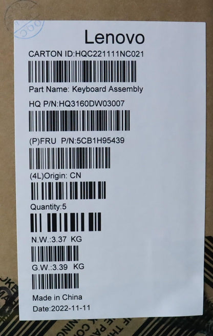 Lenovo IdeaPad 5 16IAH7 Palmrest Cover Touchpad Keyboard US Euro 5CB1H95439