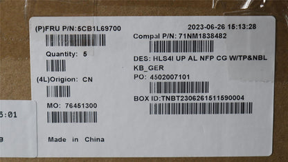 Lenovo UpperCase_GER C82XD NFP CG NBL AL 5CB1L69700