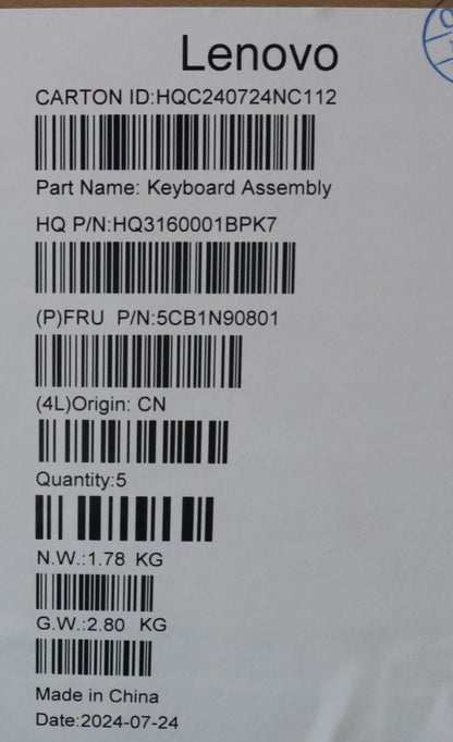 Lenovo Upper Case ASM SPA H 83E3 LG PST 5CB1N90801