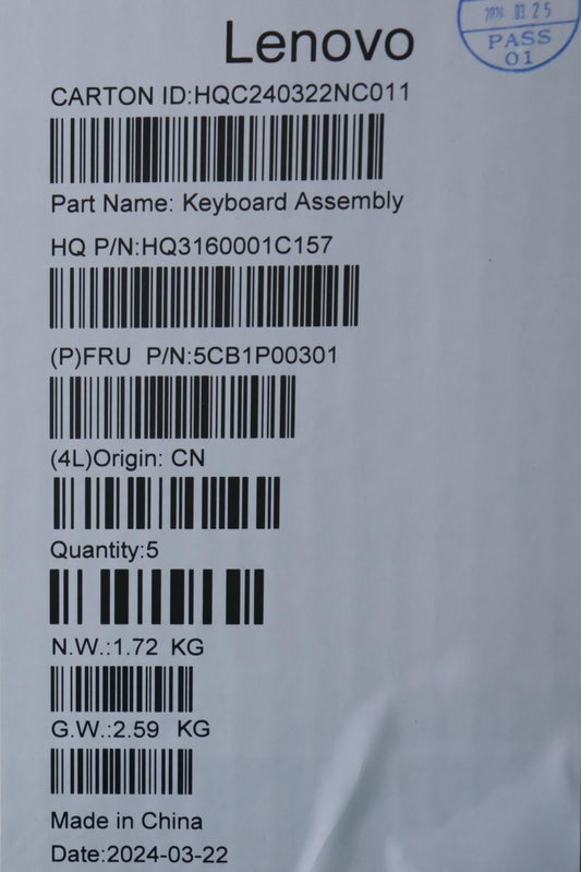 Lenovo UpperCaseASM BUL H83DJ NFP TT 5CB1P00301