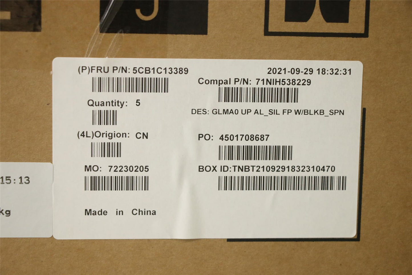 Lenovo Upper C82LM AL_SIL FP BLKB_SPN 5CB1C13389