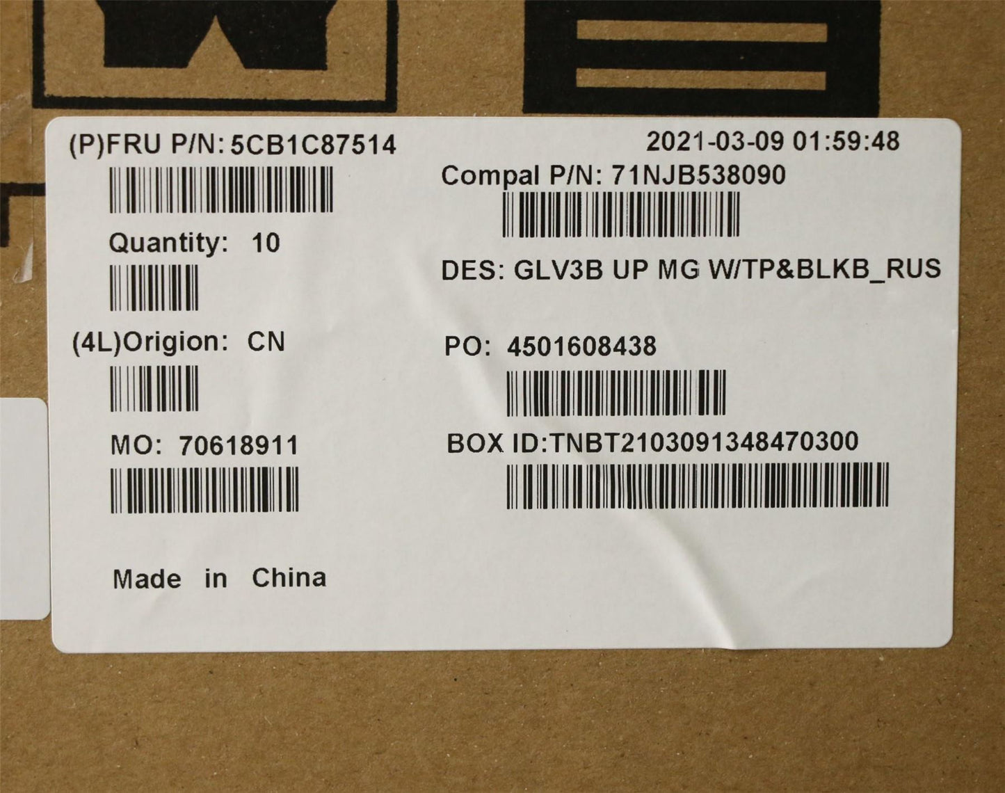 Lenovo ThinkBook 15 G3 ACL Palmrest Cover Touchpad Keyboard Russian 5CB1C87514