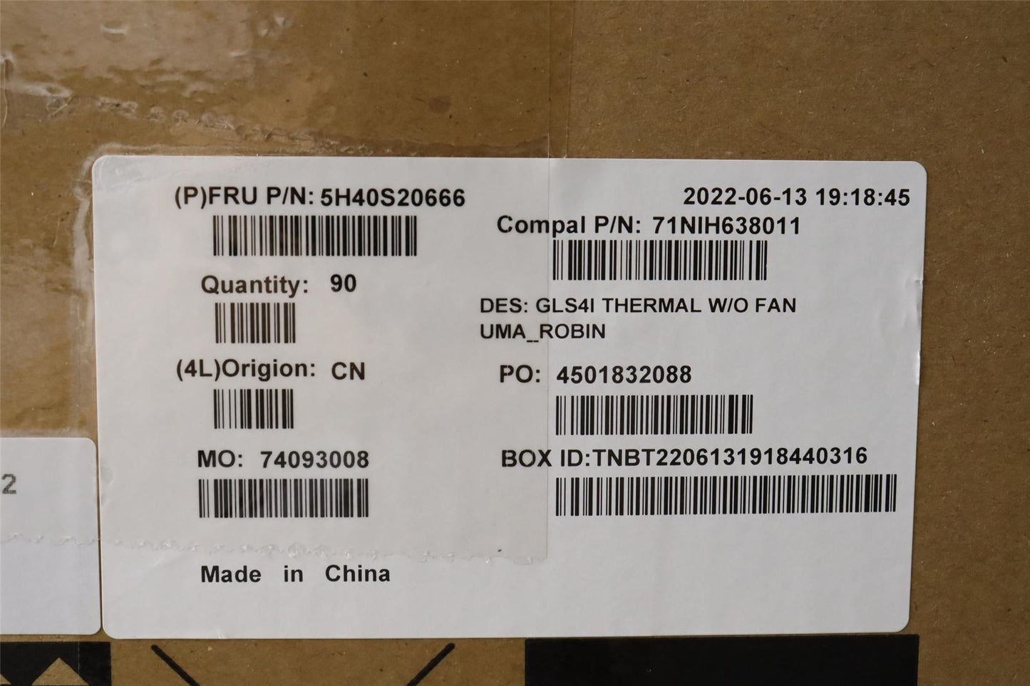 Lenovo HEATSINK Heatsink C 82SD UMA Robin 5H40S20666