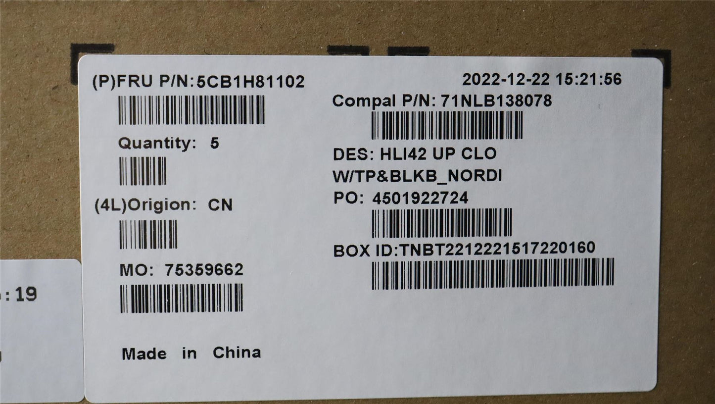 Lenovo UpperCaseASM_NORDIC C82SH CloBL 5CB1H81102