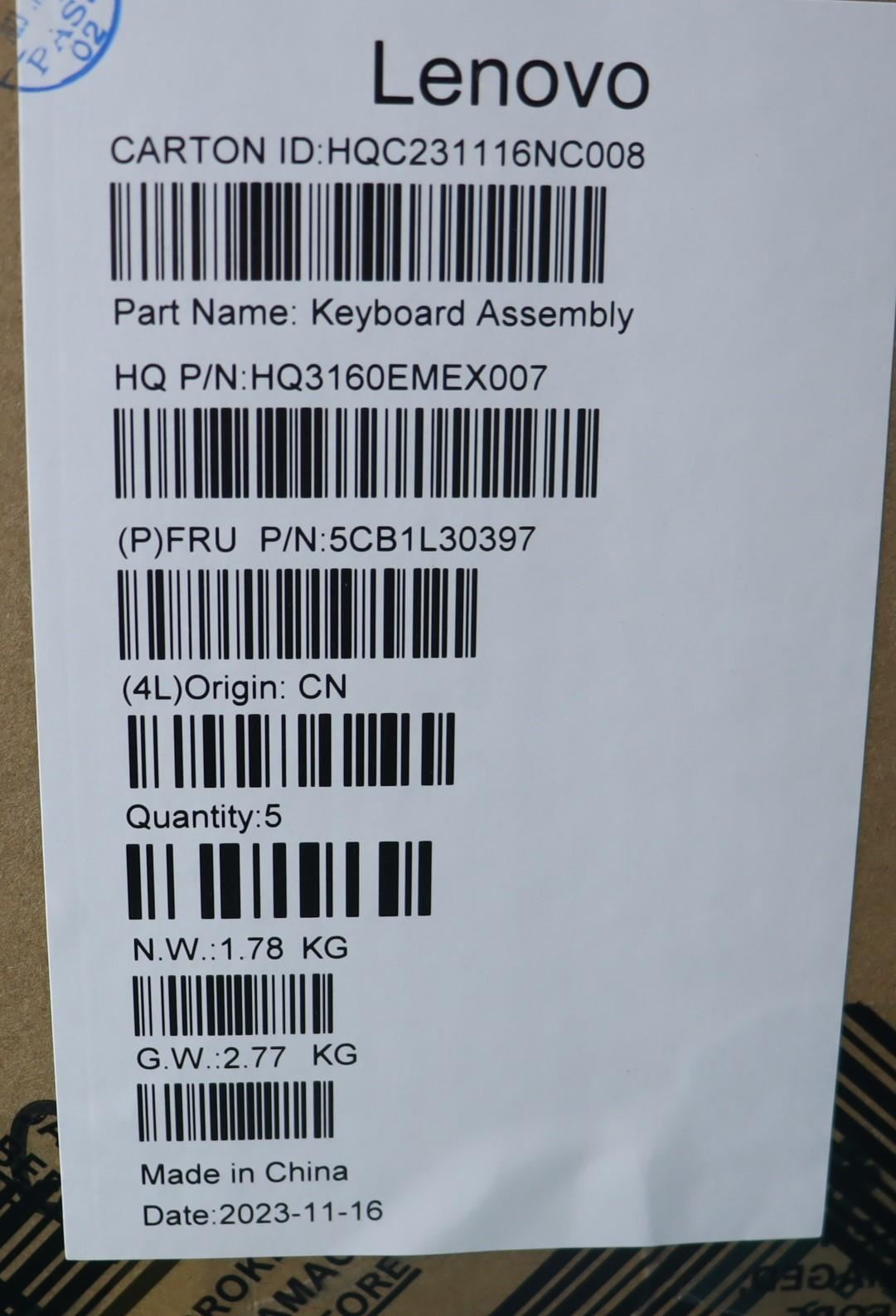 Lenovo Upper Case ASM_ENG H 83AN ARGY 5CB1L30397