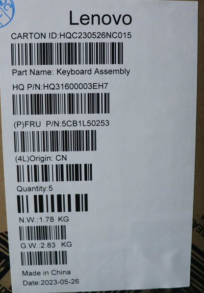 Lenovo Upper Case ASM_FRA H 83AU STGY PS 5CB1L50253