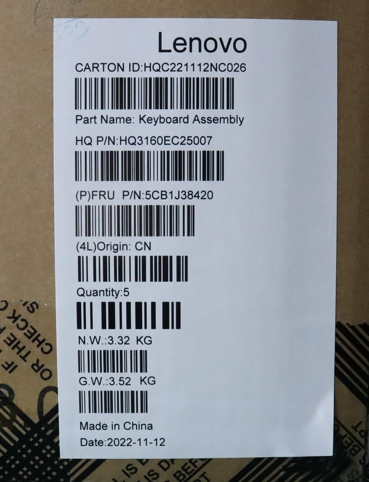 Lenovo Upper Case ASM_RUS H 82UW D VGA 5CB1J38420