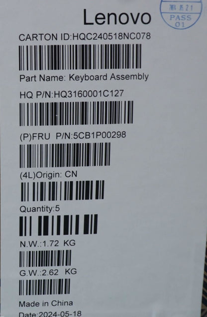 Lenovo UpperCaseASM EURO ENG H83DJ NFP TT 5CB1P00298