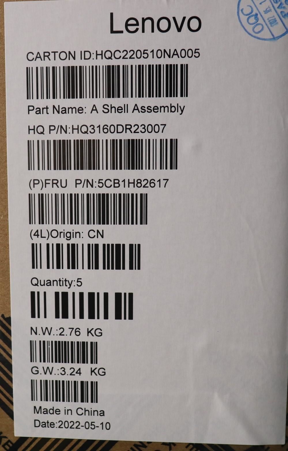 Lenovo IP Duet 3 Chrome 11Q727 LCD Cover Rear Back Housing Black Grey 5CB1H82617