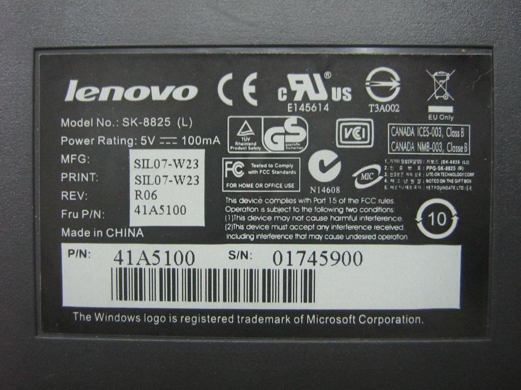 Lenovo US Eng 108P keyboard 41A5100