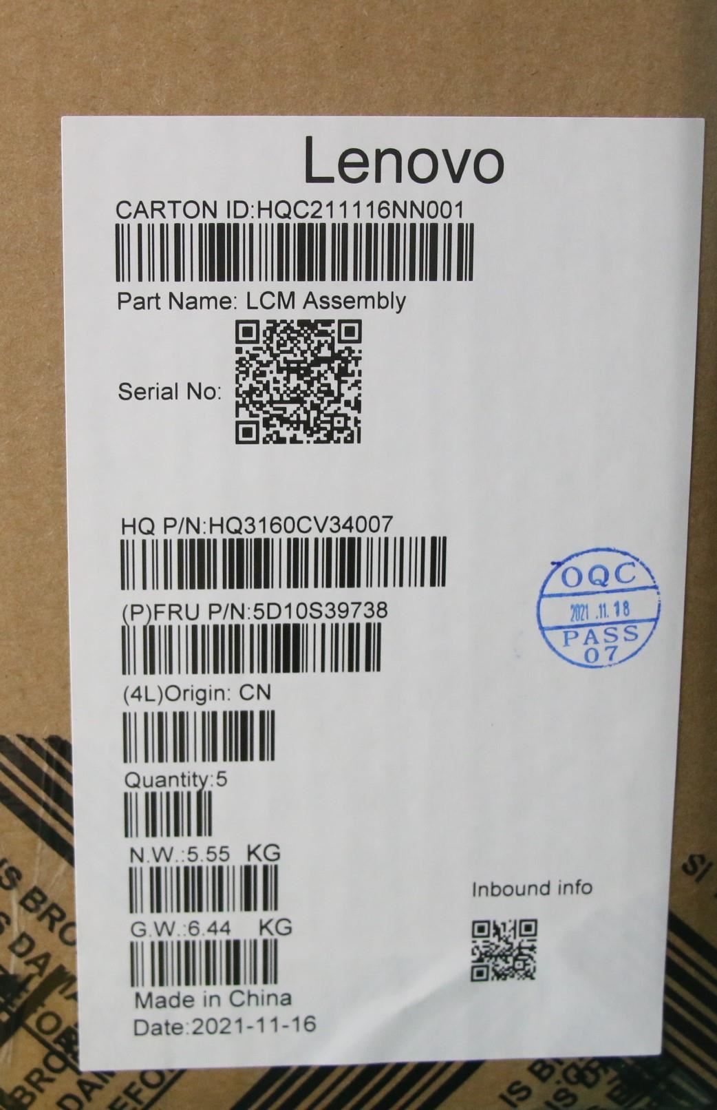 Lenovo Yoga 7 16ACH6 Screen LCD Display Assembly 16 QHD Anti-Glare 5D10S39738