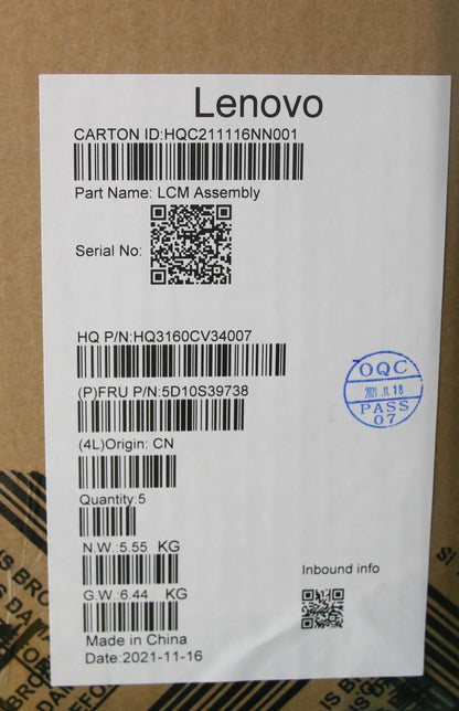 Lenovo Yoga 7 16ACH6 Screen LCD Display Assembly 16 QHD Anti-Glare 5D10S39738