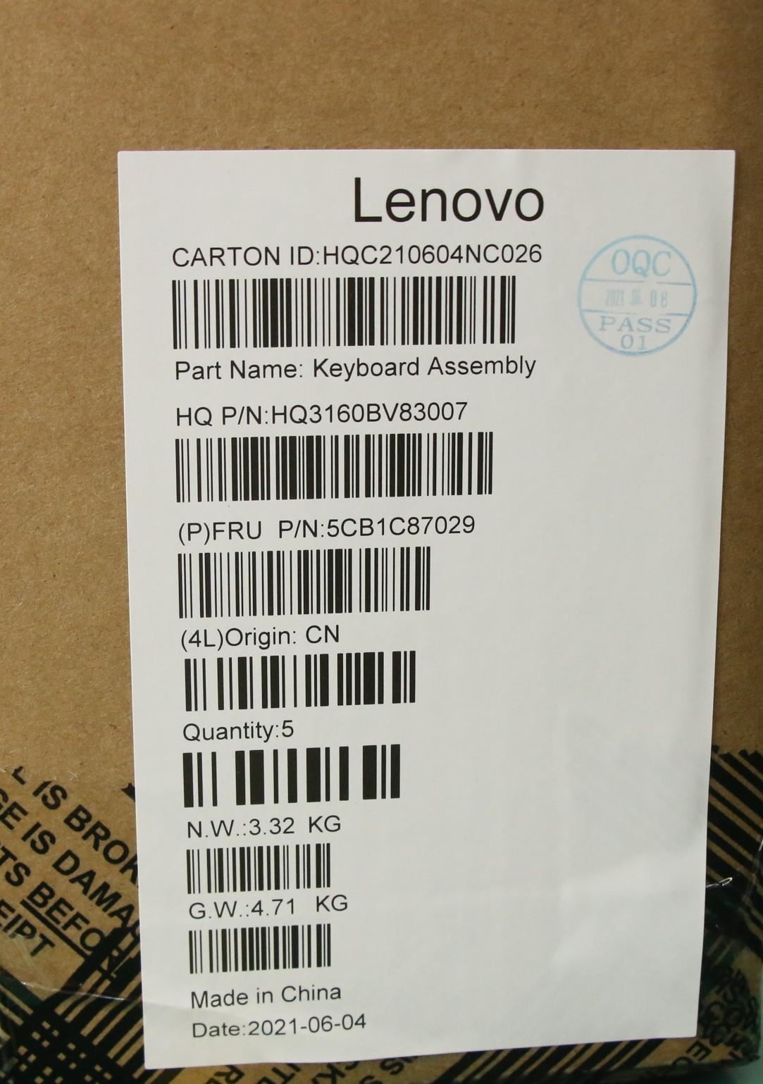 Lenovo Upper Case ASM_HUN H82L9STO 5CB1C87029