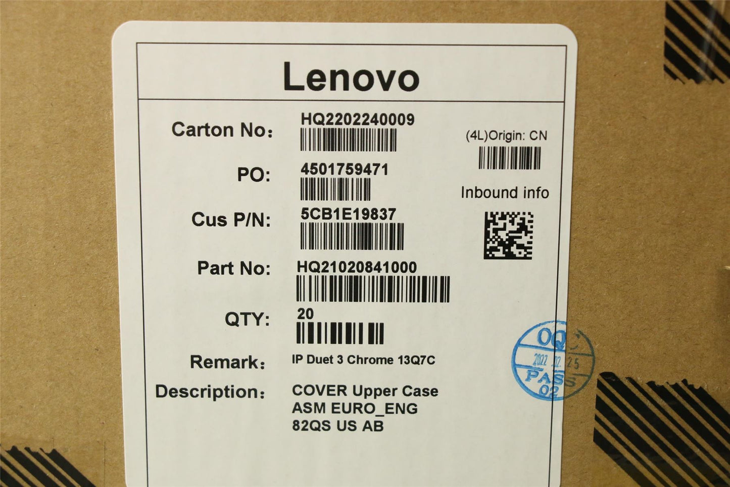 Lenovo Upper Case ASM EURO_ENG 82QS US AB 5CB1E19837