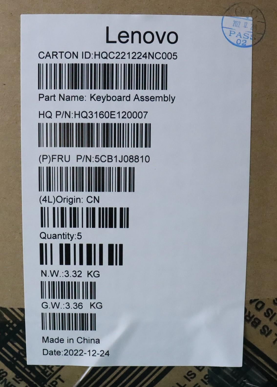 Lenovo Upper Case ASM_UKE H 82SN CLGY UMA 5CB1J08810