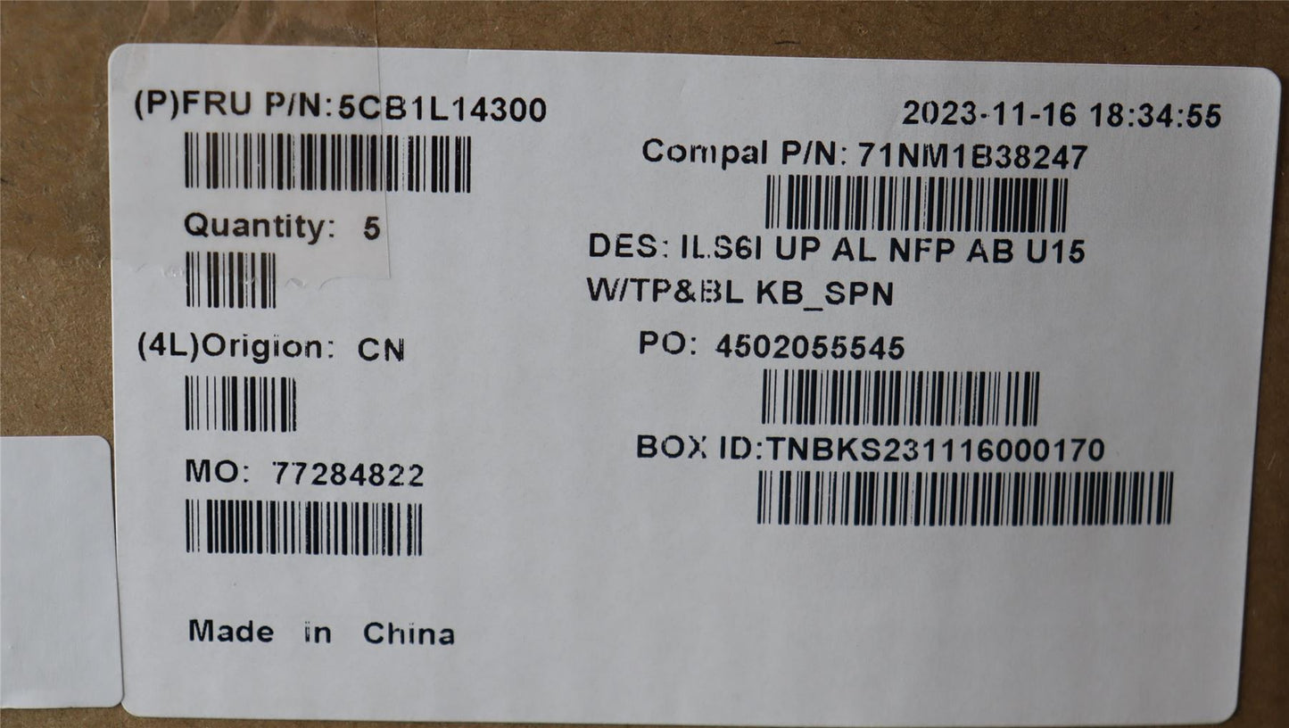 Lenovo UpperCase_SPA C82XF NFP AB BL AL 5CB1L14300