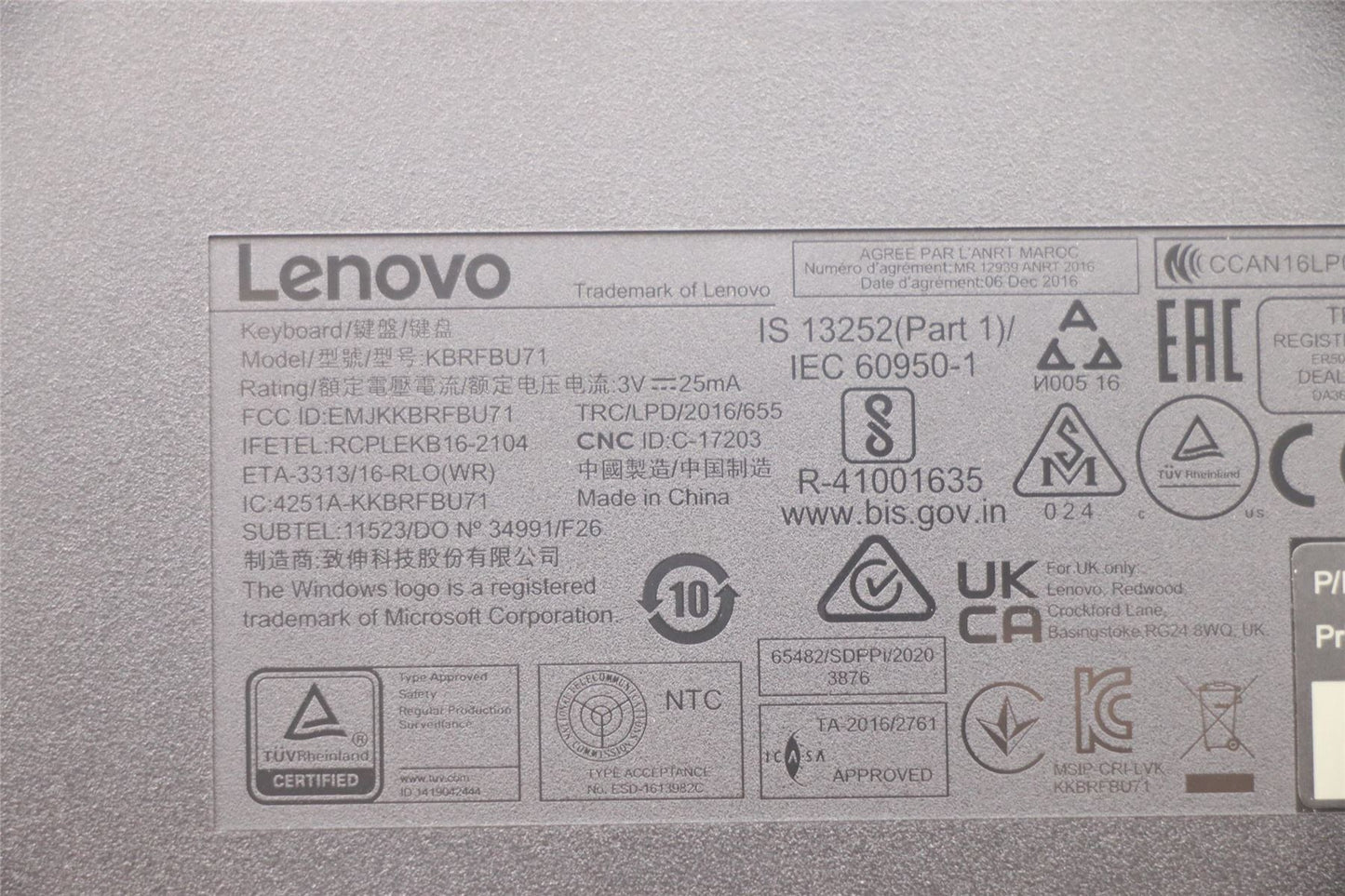 Lenovo WL KM Calliope BK Euro ENG 5KM0U87672