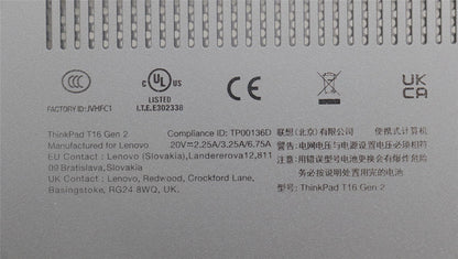 Lenovo ThinkPad T16 Gen 2 Bottom Base Lower Chassis Cover Black 5CB1L57529