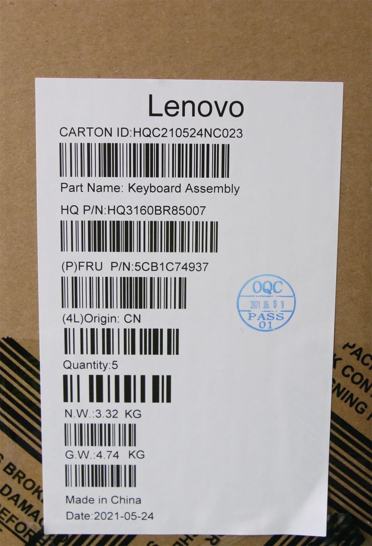 Lenovo IdeaPad 5 Pro-16ACH6 Palmrest Cover Touchpad Keyboard Silver 5CB1C74937