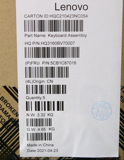 Lenovo IdeaPad 5 16IHU6 Palmrest Cover Touchpad Keyboard Belgian 5CB1C87016
