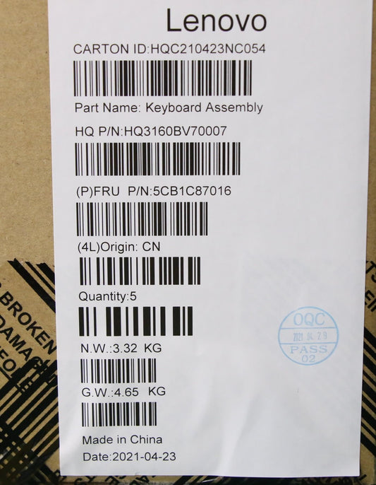 Lenovo IdeaPad 5 16IHU6 Palmrest Cover Touchpad Keyboard Belgian 5CB1C87016
