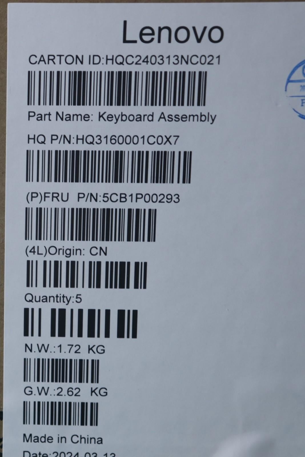 Lenovo UpperCaseASM SWS H83DJ NFP TT 5CB1P00293