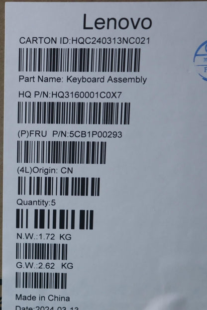 Lenovo UpperCaseASM SWS H83DJ NFP TT 5CB1P00293