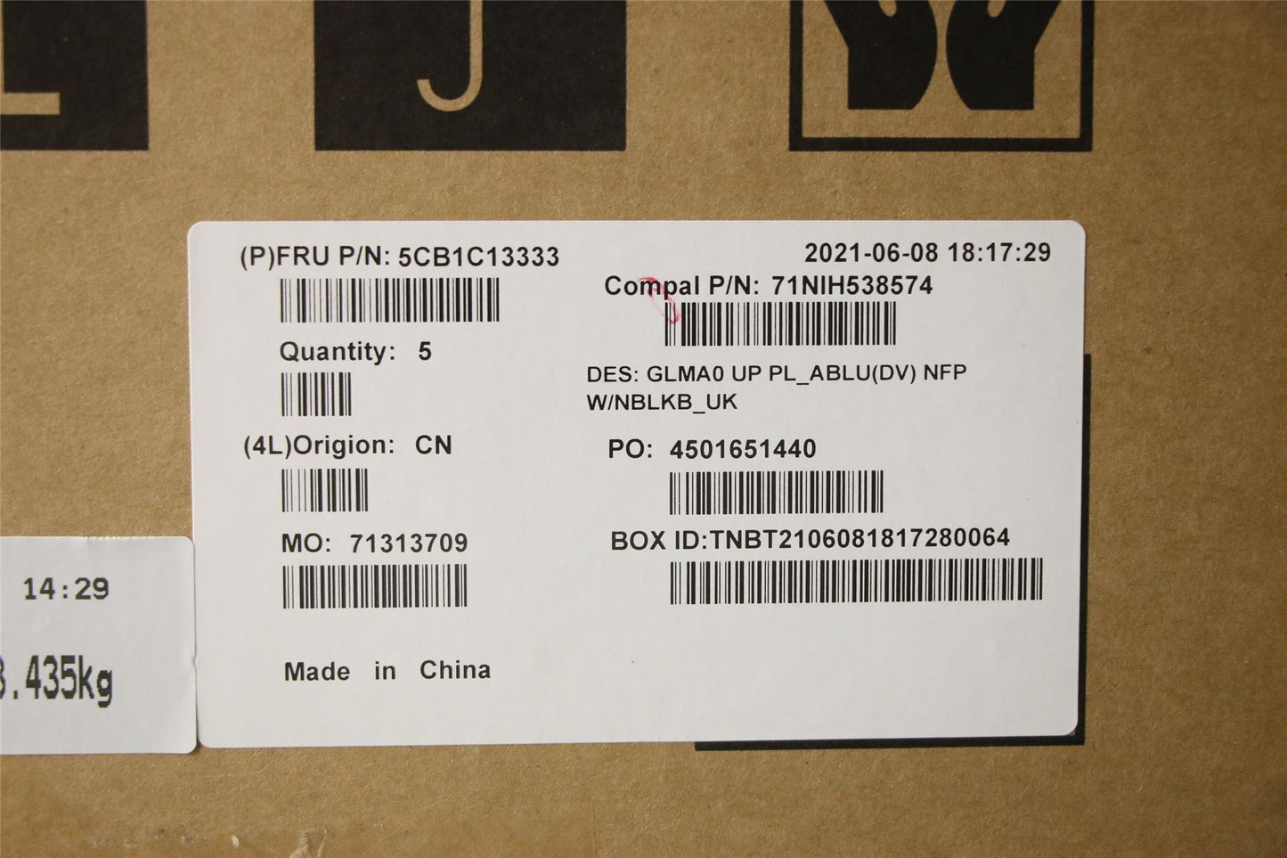 Lenovo Upper C82LM PL_ABLUD NFP NBLKB_UK 5CB1C13333
