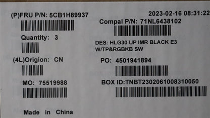 Lenovo UpperCaseASM_SWS C82S9RGB E3 BLA 5CB1H89937