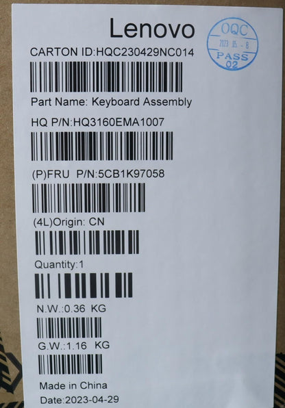 Lenovo Upper Case ASM_POR H83ALARGY 5CB1K97058