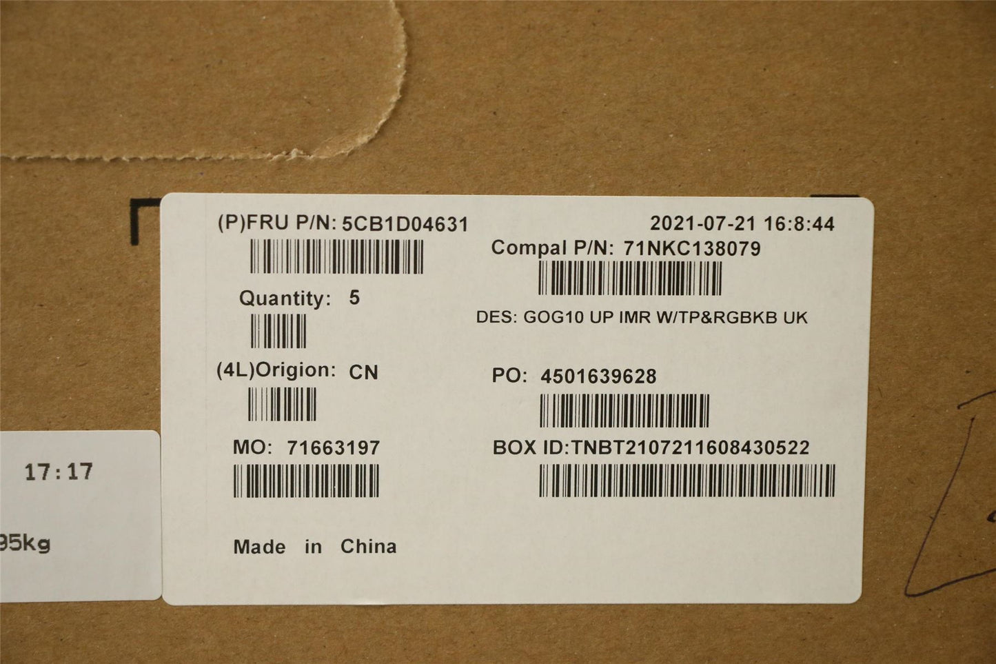 Lenovo Upper Case ASM_UKE C 82K1 RGB 5CB1D04631