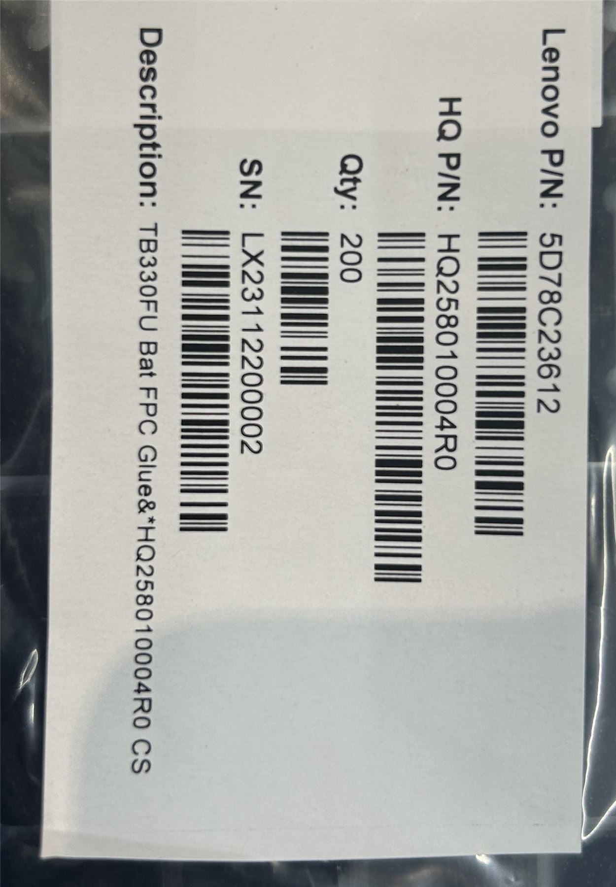 Lenovo TB330FU Bat FPC Glue&*HQ258010004R0 CS 5D78C23612