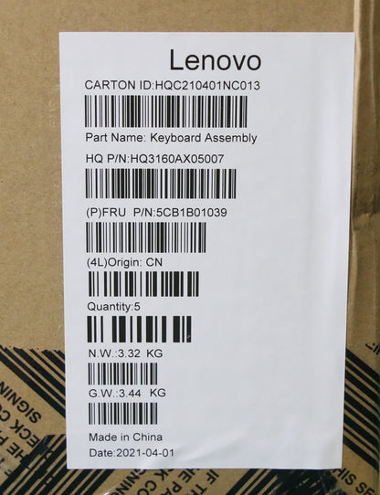 Lenovo IdeaPad 7 13ITL05 Keyboard Palmrest Top Cover UK Light Silver 5CB1B01039