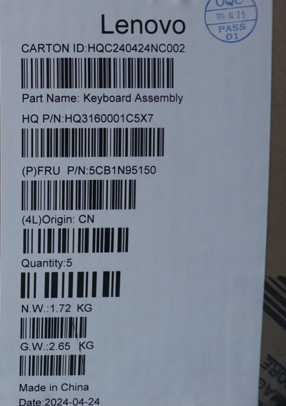 Lenovo UpperCaseASM EURO ENG H83DL FP SG 5CB1N95150