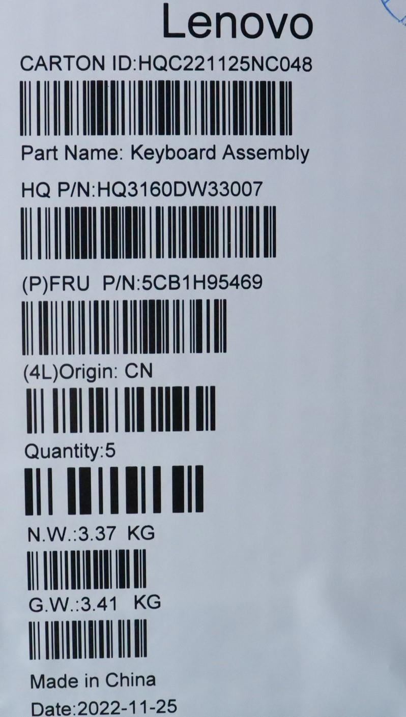 Lenovo IdeaPad 5 16IAH7 Palmrest Cover Touchpad Keyboard Storm Grey 5CB1H95469