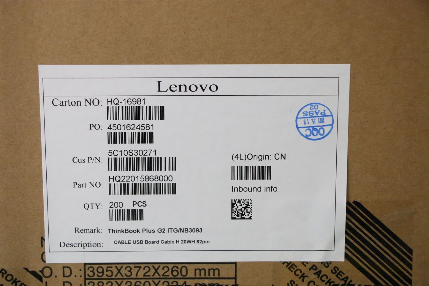 Lenovo ThinkBook Plus G2 ITG 13x ITG USB Port Board Cable 5C10S30271