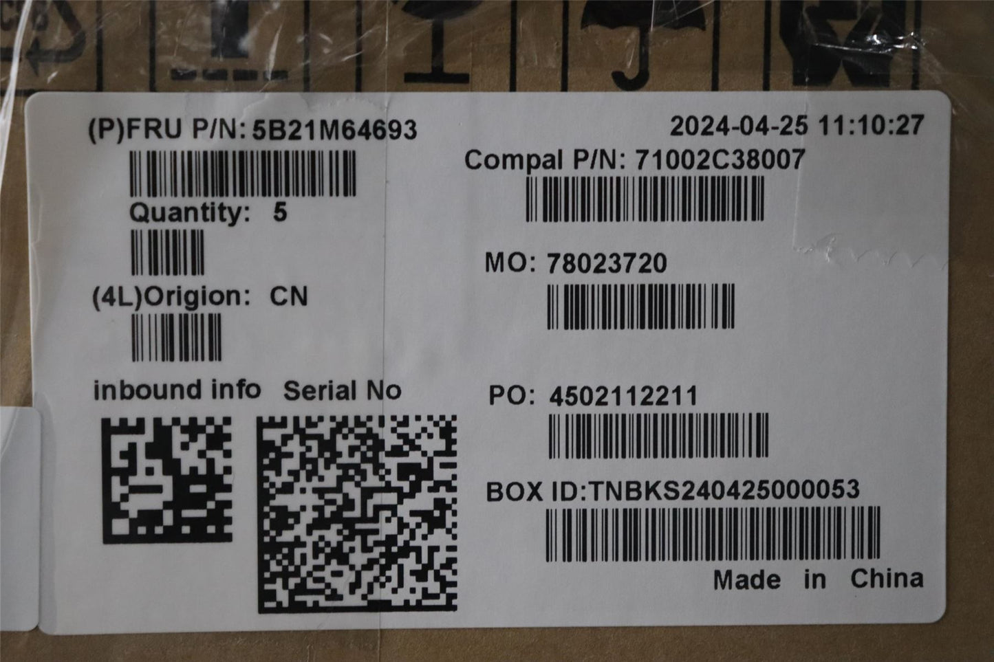 Lenovo C83D0 NOK CORE7_150U UMA 16G RM 5B21M64693