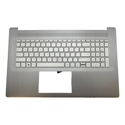 Genuine HP 17-CP Palmrest Touchpad Cover Keyboard UK Silver M50458-031