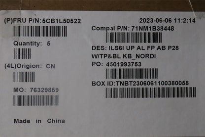 Lenovo UpCase_NORDIC C82XF FP AB BL ALDF 5CB1L50522