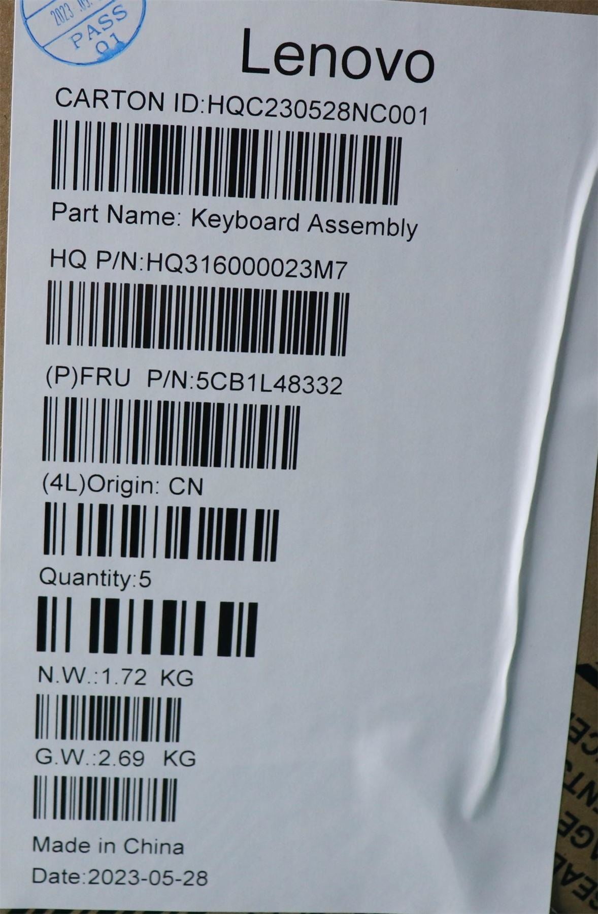Lenovo Upper Case ASM_SPA H 82YM NFP TT 5CB1L48332