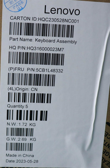 Lenovo Upper Case ASM_SPA H 82YM NFP TT 5CB1L48332