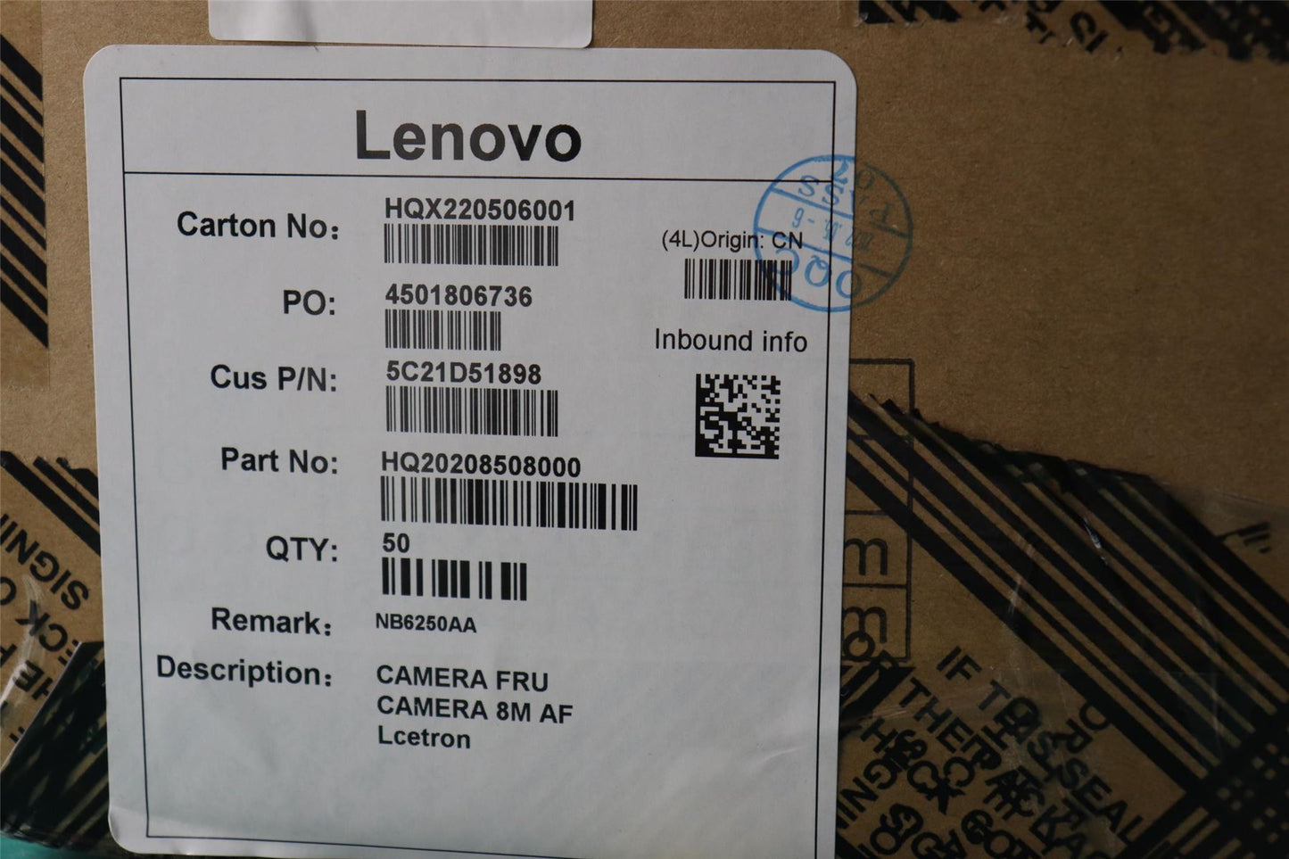 Lenovo FRU CAMERA 8M AF Lcetron 5C21D51898