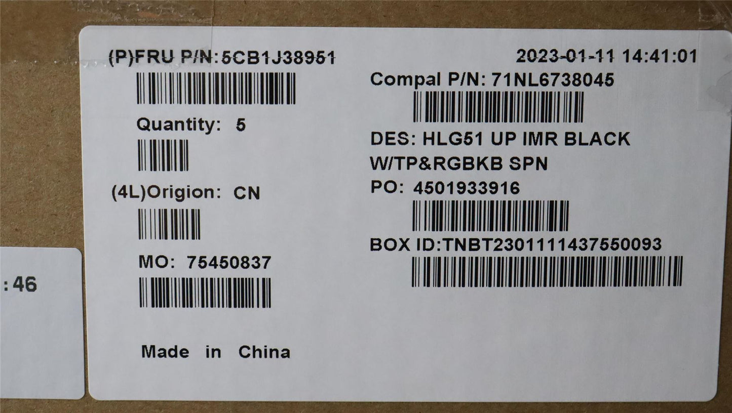 Lenovo UpperCase ASM_SPA C82SCRGB BLA 5CB1J38951