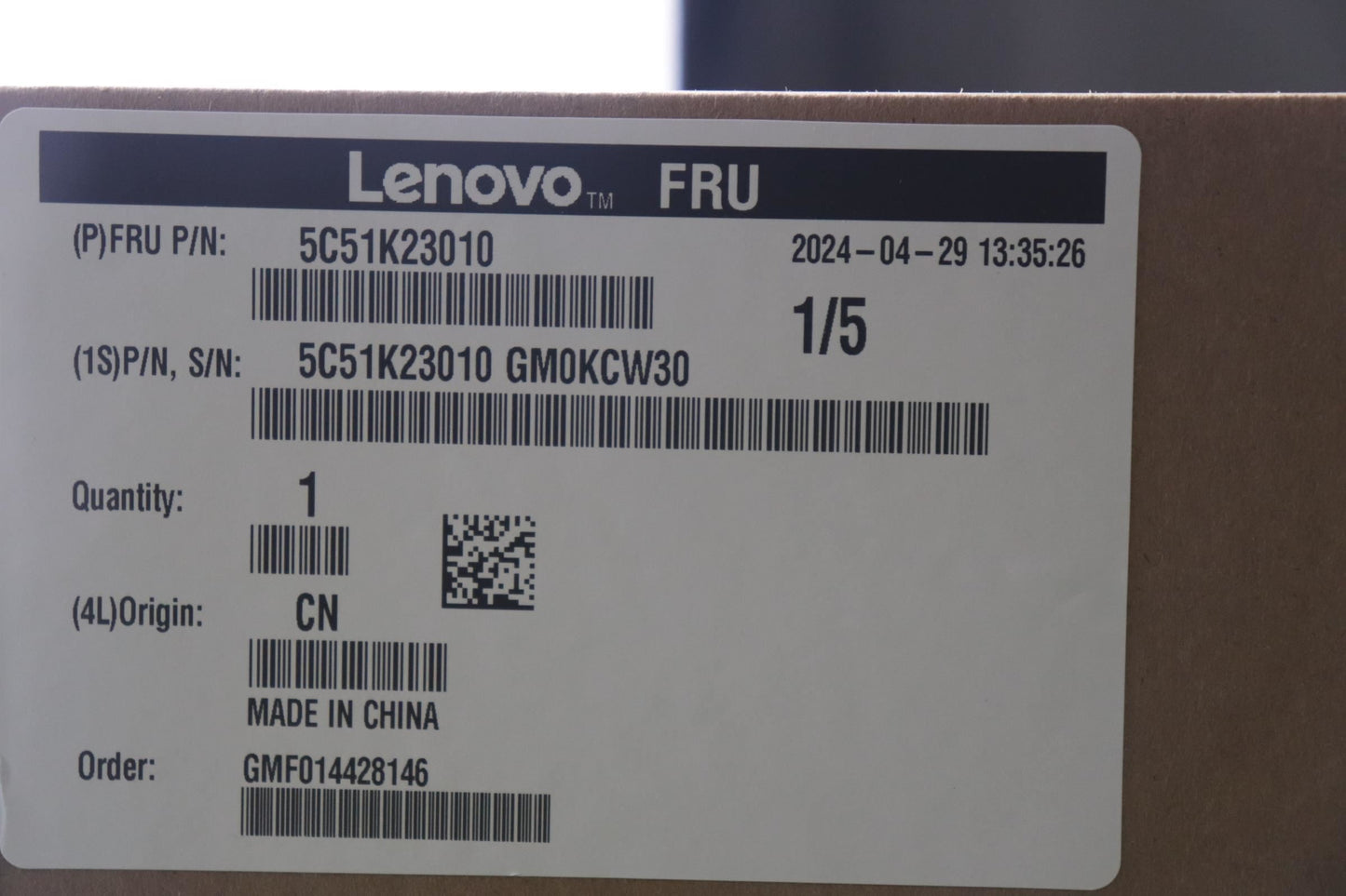 Lenovo Quad AIC Adapter M.2 PCIe PCI Board 5C51K23010