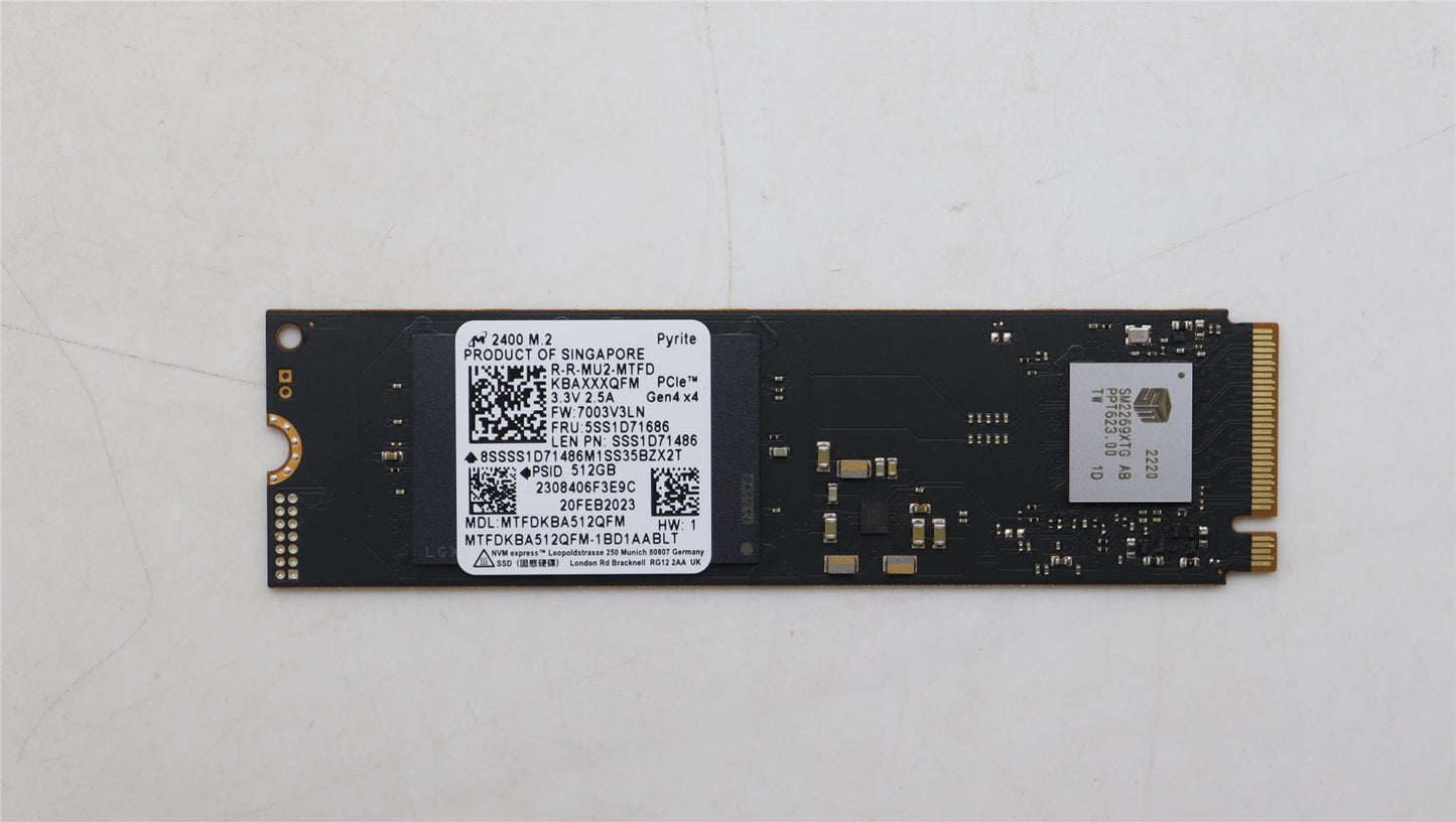Lenovo SSD_ASM 512G,M.2,2280,PCIe4x4,MIC,STD 5SS1D71686