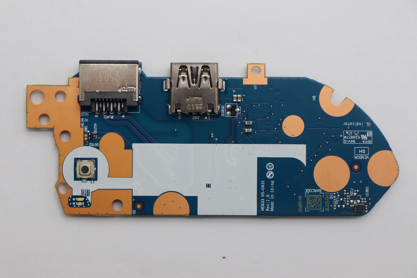 Lenovo CARDPOP PCBA IO/B NSG631 ME633 W/FPR Fingerprint FPR I/O Board 5C51R91733