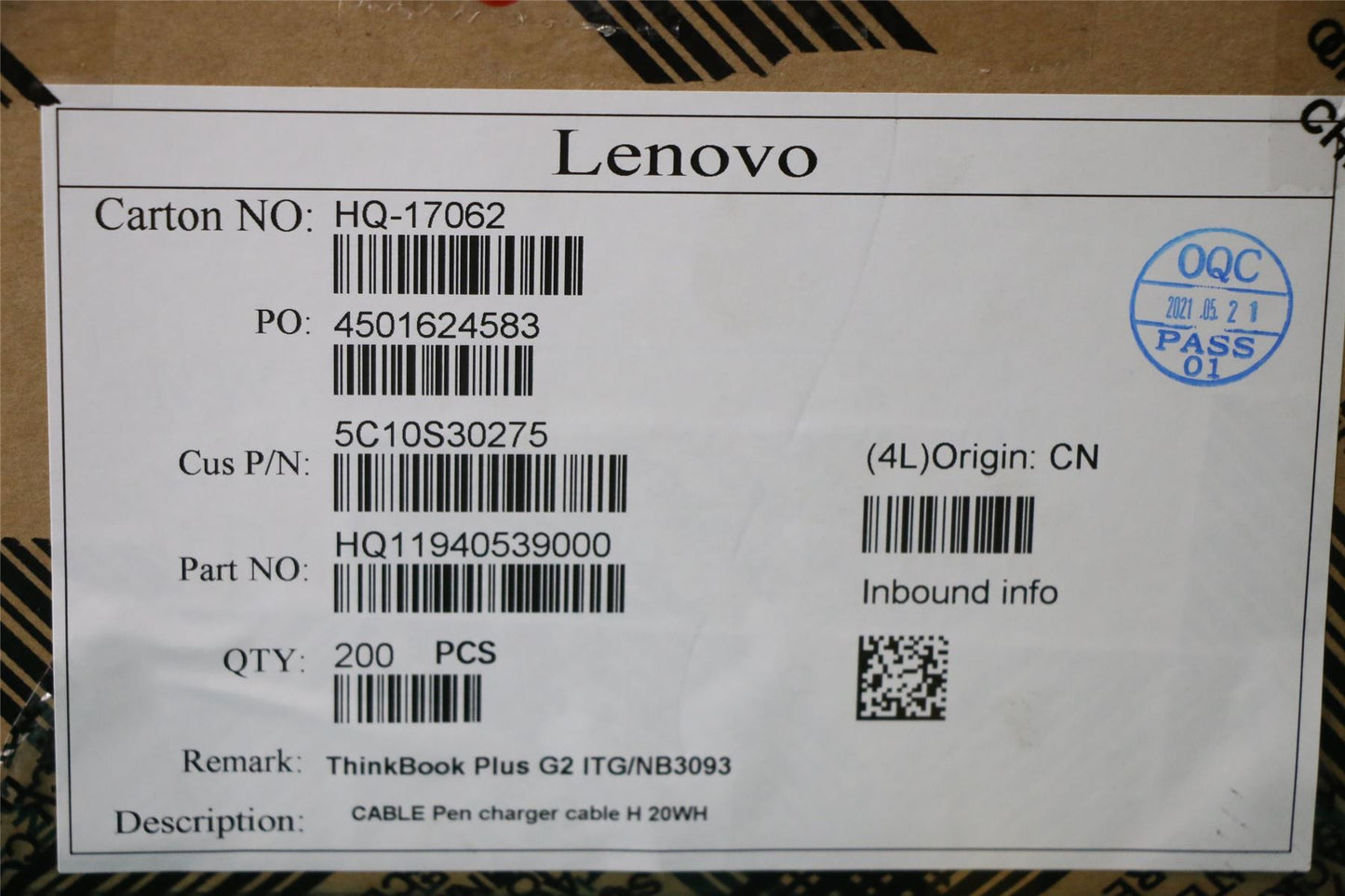 Lenovo Pen charger cable H 20WH 5C10S30275