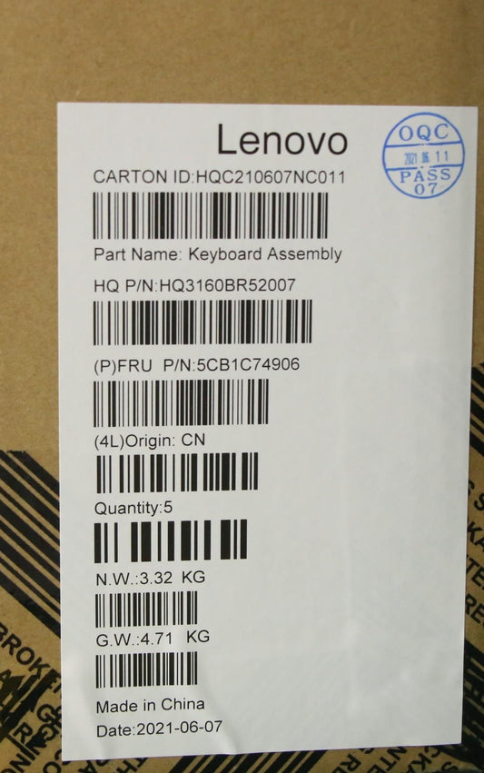 Lenovo Pro 5 Pro-16ACH6 Keyboard Palmrest Top Cover US Silver 5CB1C74906
