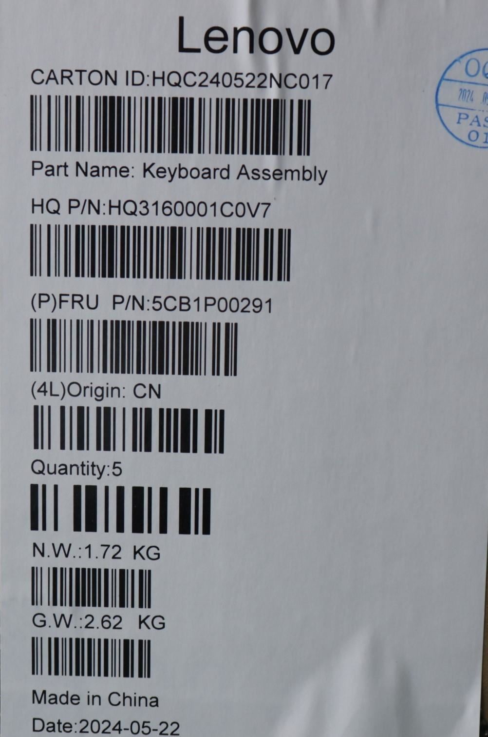 Lenovo UpperCaseASM SLV H83DJ NFP TT 5CB1P00291